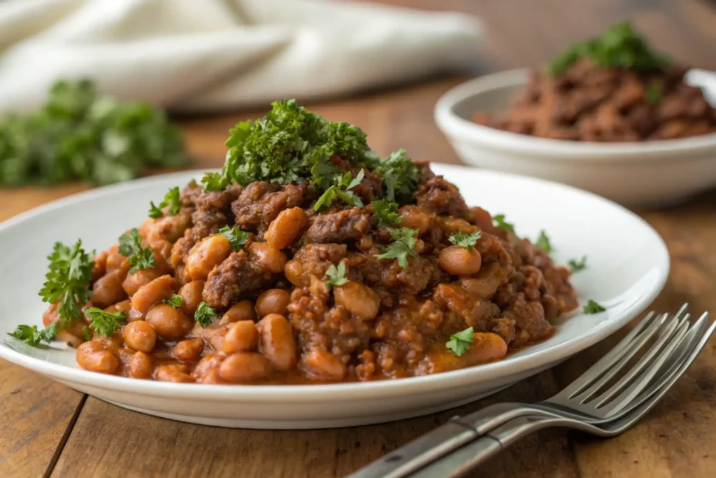 Baked beans with ground beef