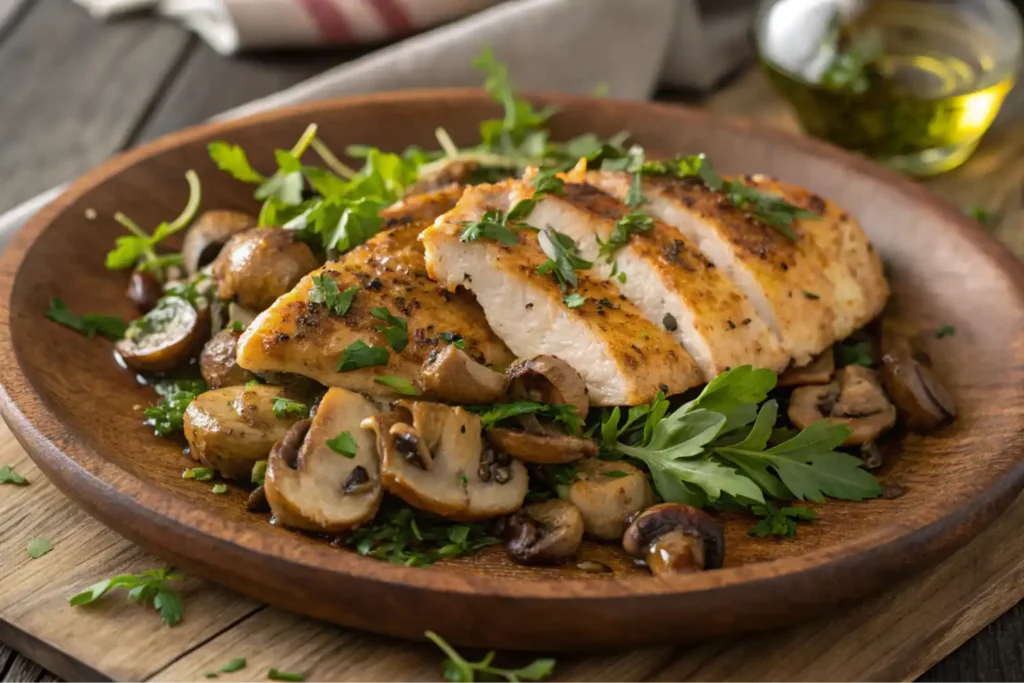 cook chicken and mushrooms together