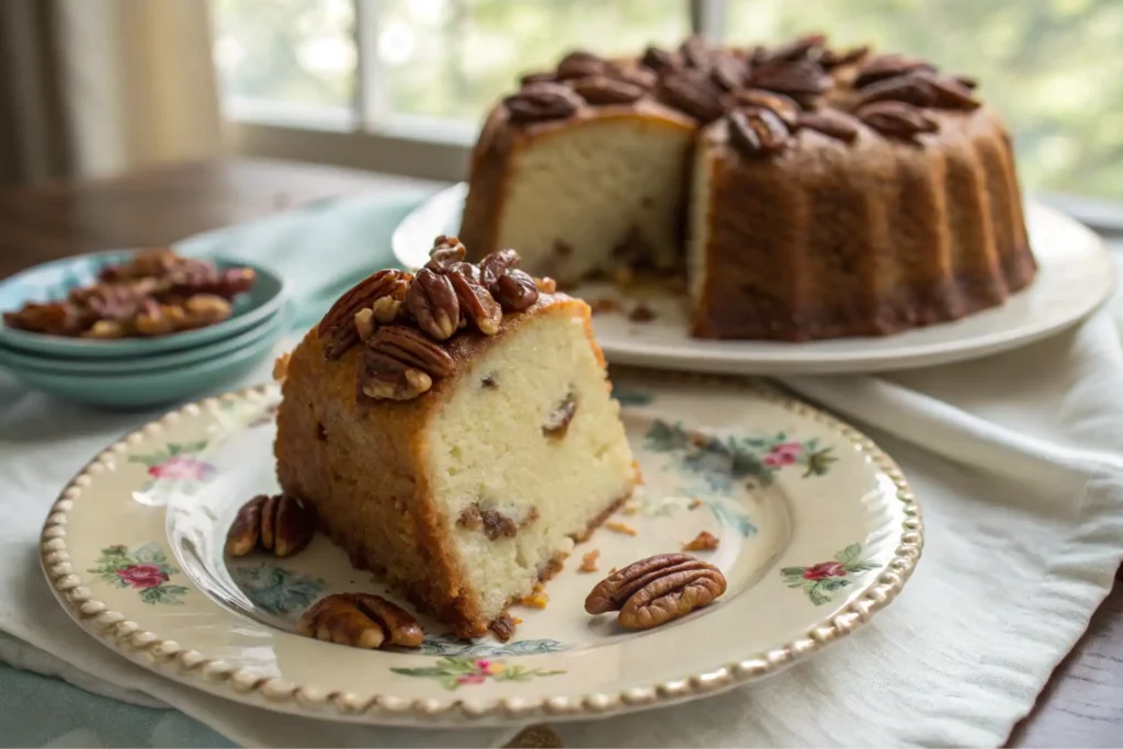 Butter pecan pound cake