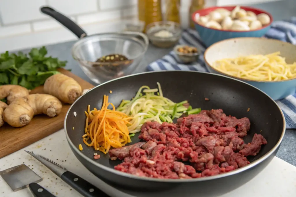 Mongolian Ground Beef Noodles