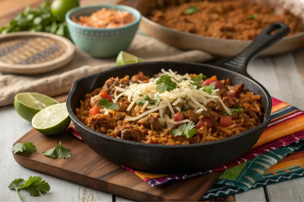 Mexican beef and rice skillet