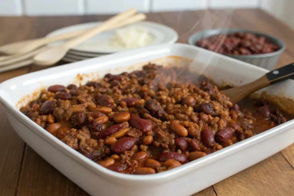 Baked beans with ground beef