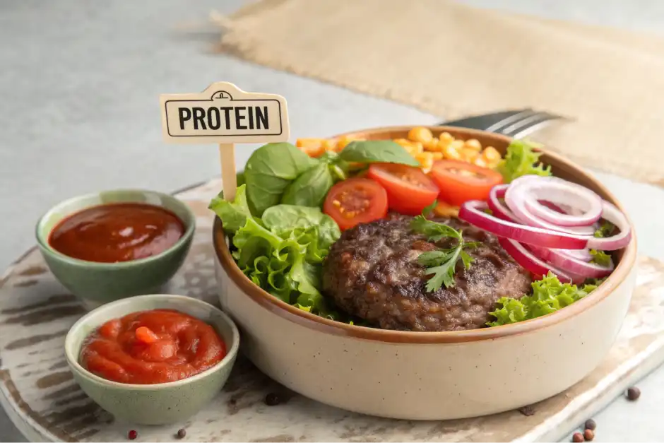 How much protein is in a burger bowl?