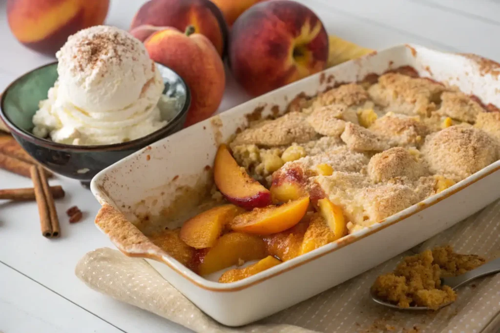 Peach cobbler with cake mix