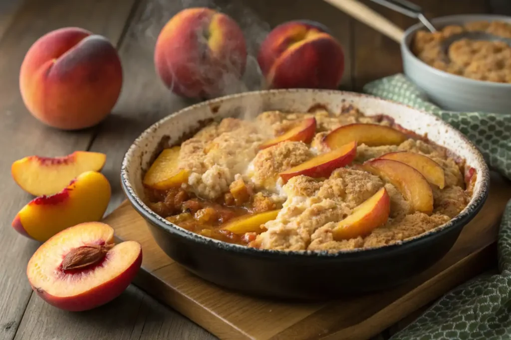 Peach cobbler with cake mix