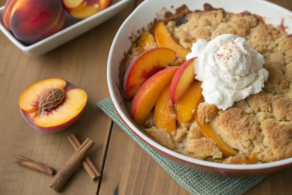 Peach cobbler with cake mix