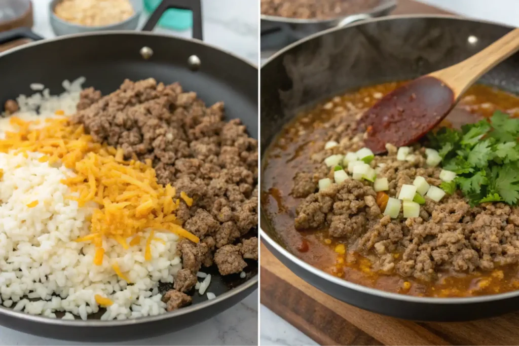 Mexican beef and rice skillet