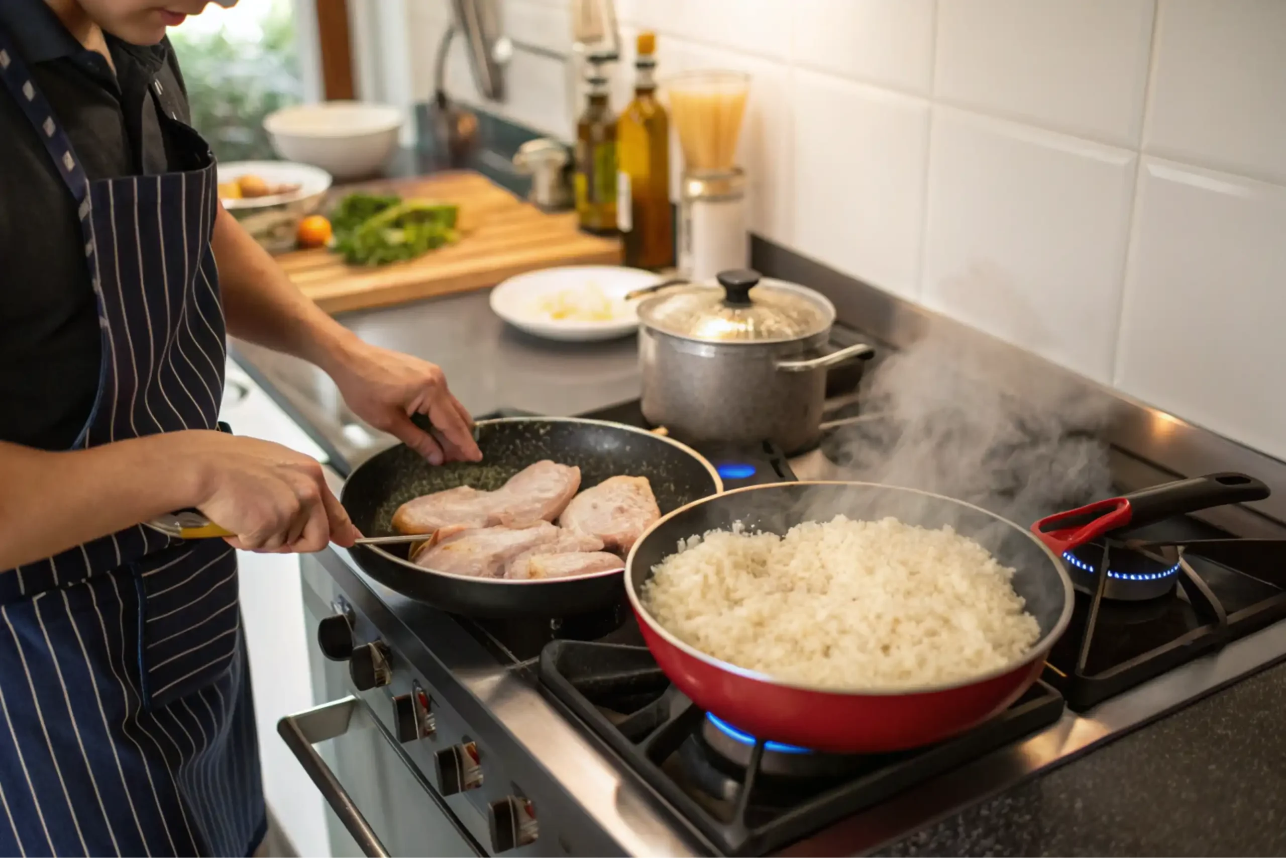 Can you cook raw chicken and rice at the same time